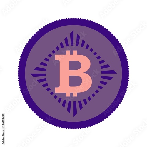 Bitcoin sign icon for internet money. Crypto currency symbol. Blockchain based secure cryptocurrency