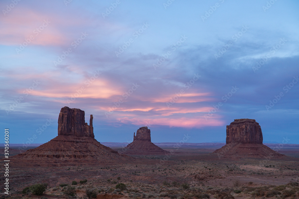 The monument valley, on the border between Utah and Arizona