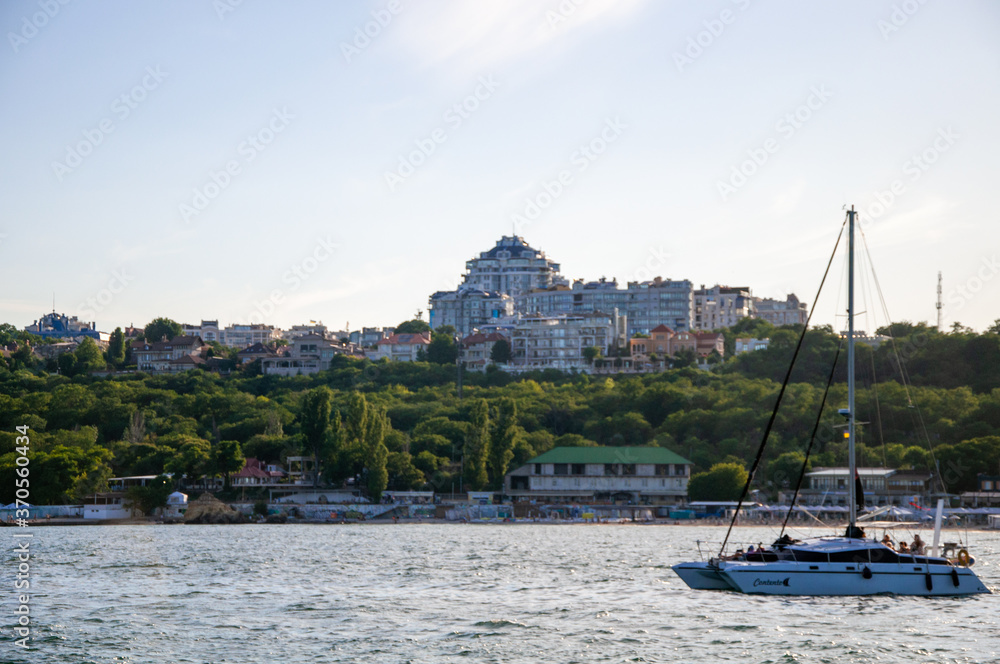 Sea. View of the city of Odessa. Beautiful landscape