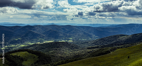 Panorama of the mountains in the Bieszczady.