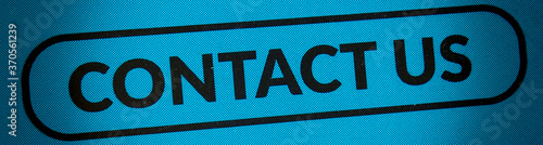 'contact us'  word banner for label or emblem use in dark theme website design.