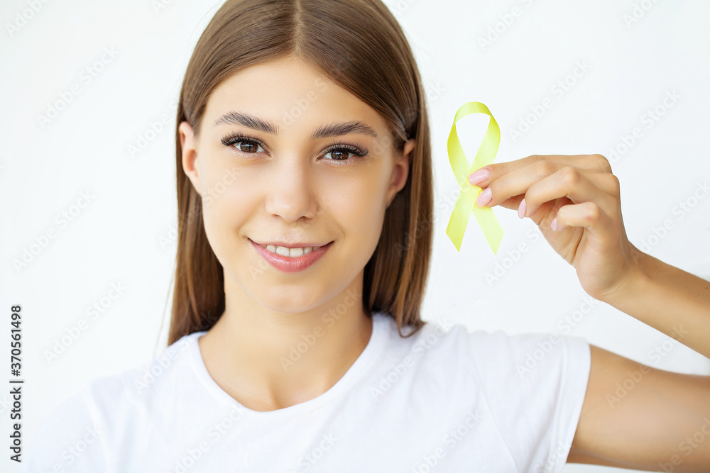 Woman With Ribbon Breast Cancer Awareness Concept Woman With Ribbon Breast Cancer Awareness Concept