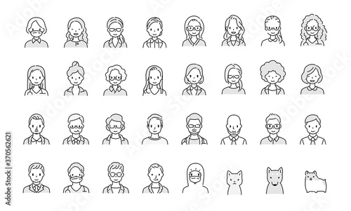 男性・女性のシンプル顔アイコン_スーツ専門家