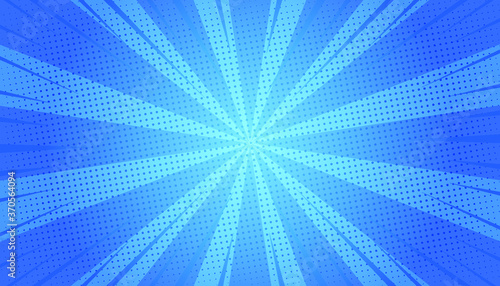 Abstract blue comic zoom vector template. Empty blue comic style zoom lines background