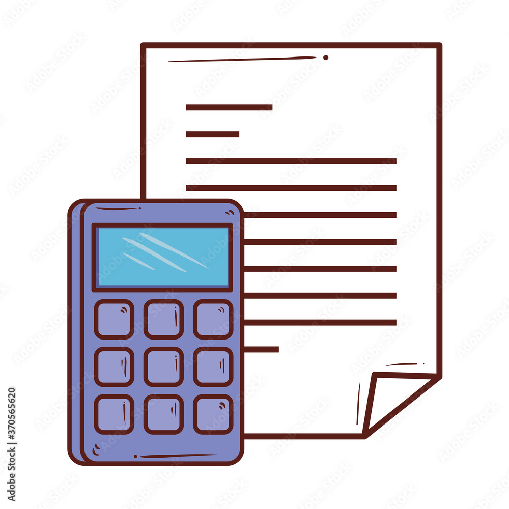 calculator math with paper document on white background vector illustration design calculator math with paper document on white background vector illustration design