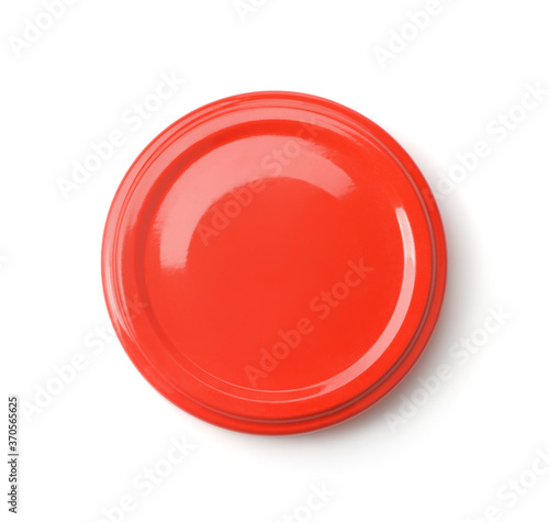 Top view of red blank jar lid