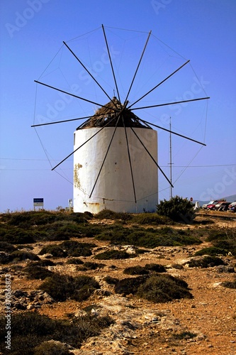 Old windmill in Antiparos, Cyclades islands, Greece.