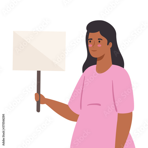protest, woman holding banner, manifesting vector illustration design