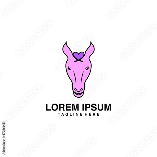Horse Head With Love On Its Head Logo Vector Icon Illustration