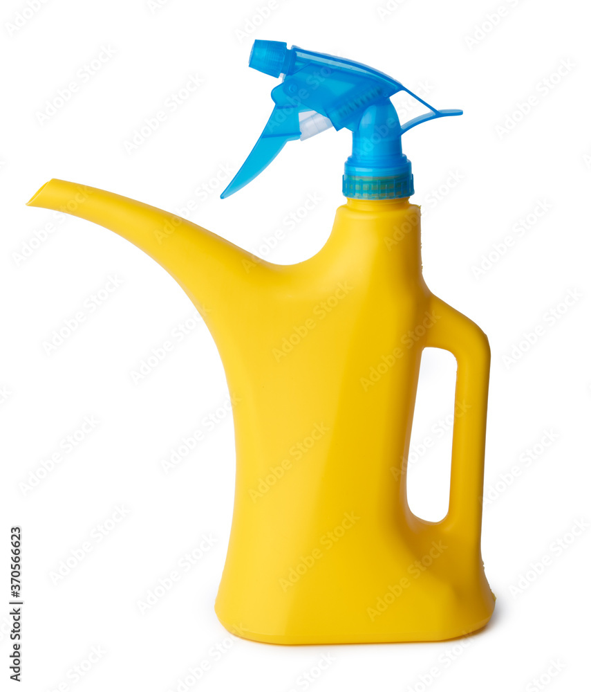 Plastic bright watering can isolated on white Plastic bright watering can isolated on white