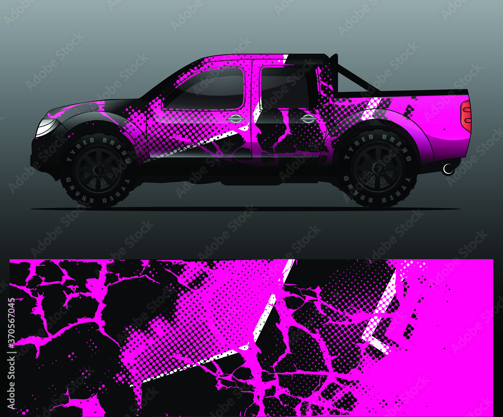 Naklejka premium truck and vehicle Graphic vector. Racing background for vinyl wrap and decal