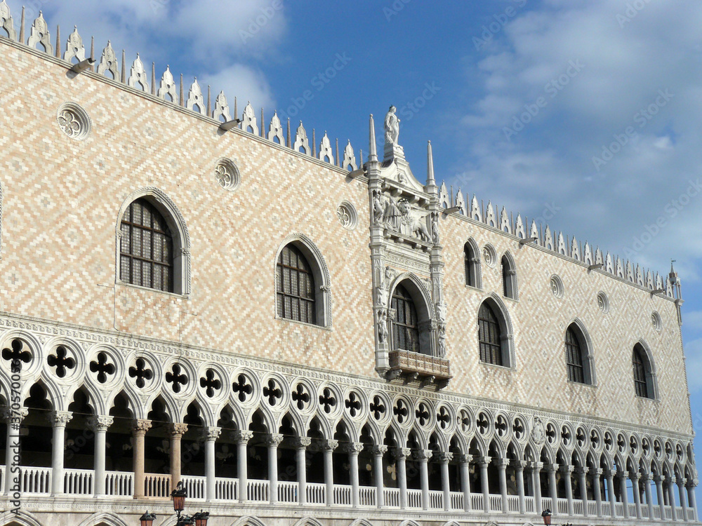 Venice (Italy). Main facade of the Ducal Palace in the city of Venice.