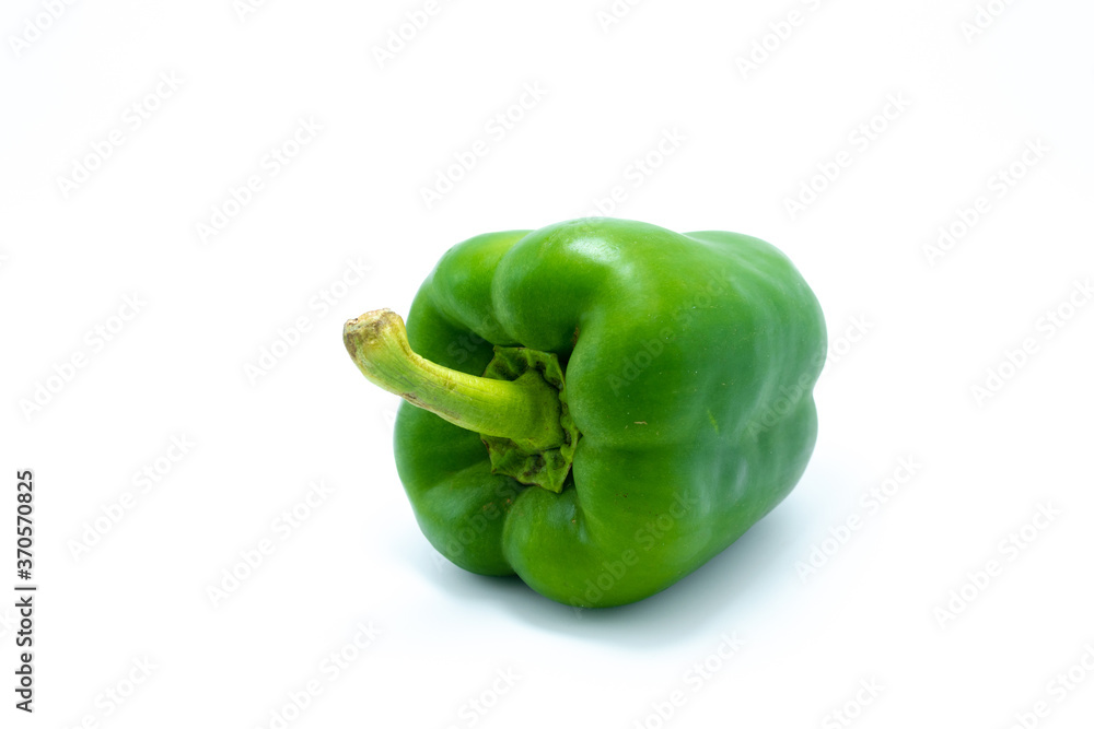 Green bell pepper isolated on a white