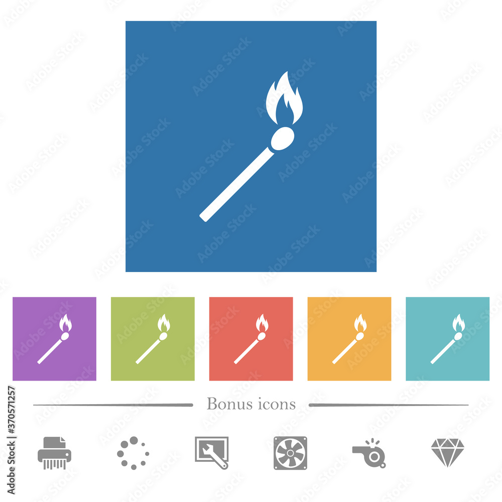 Matchstick flat white icons in square backgrounds Matchstick flat white icons in square backgrounds