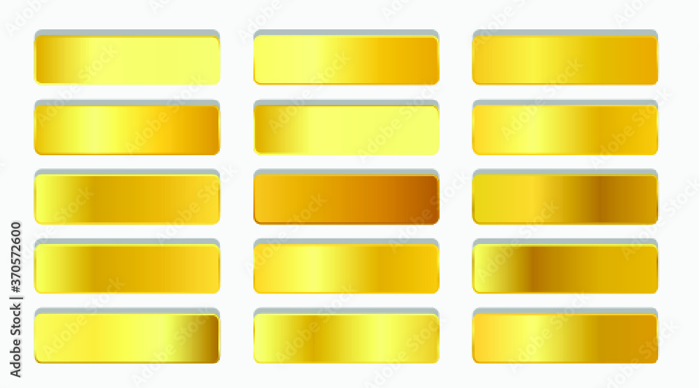 Vector gold gradients metallic gradients style set template. Golden gradient collection Vector gold gradients metallic gradients style set template. Golden gradient collection