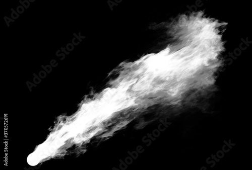 Stream of white smoke on a black background. Smoke or ink illustration.