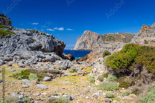 Rocky landscape with amazing bay on Crete, Greece