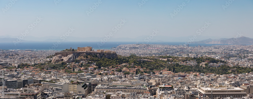 Panoramic view over the city of Athens, Greece