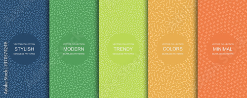 Collection of trendy seamless bright vector patterns - minimal design