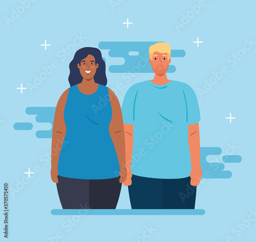 multiethnic couple, cultural and diversity concept vector illustration design