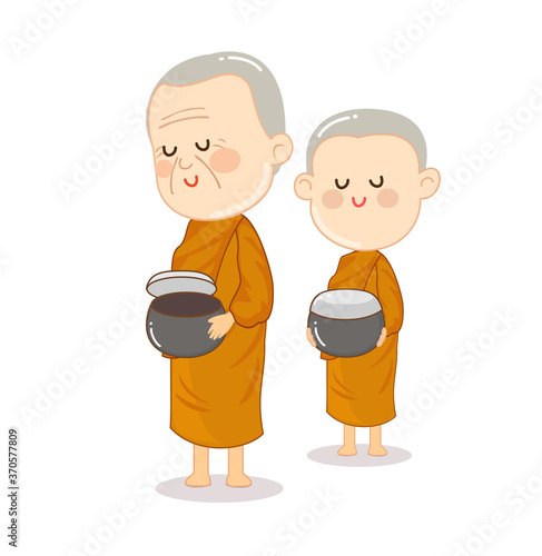 Cartoon Offering to Buddhist Vector