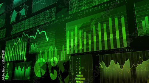 Obraz na plátně Business Data Graph finance Chart Bar 3D illustration background.
