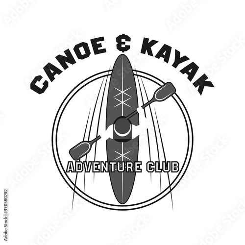 canoeing and kayaking sport activity logo emblems and insignia. vector illustration