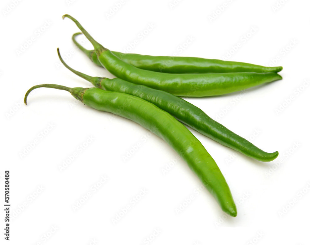 Green Chillies isolated on white with clipping path Green Chillies isolated on white with clipping path