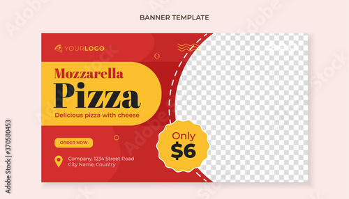 Mozzarella pizza food banner template