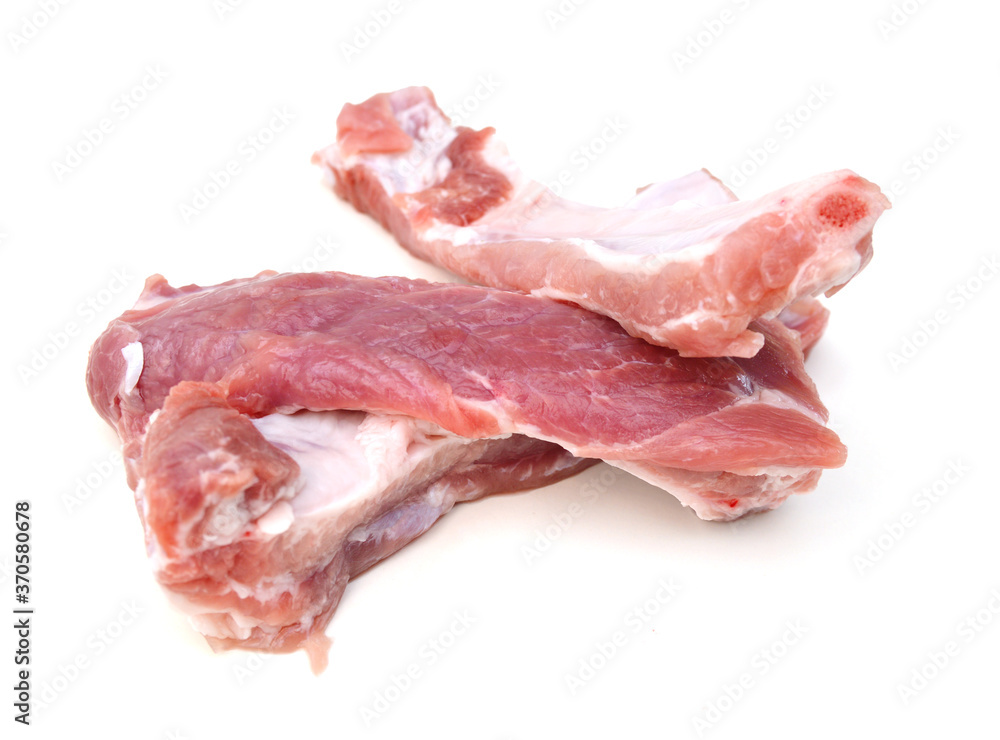 Raw Pork Ribs Isolated On White Background