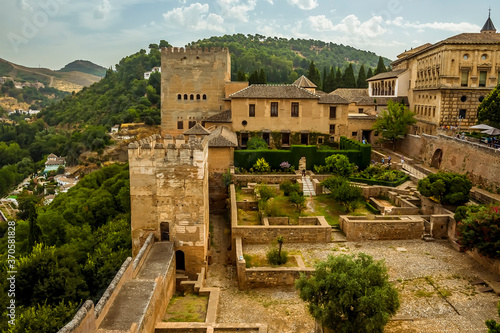 A view out from the Alhambra fortifications in Granada, Spain in the summertime