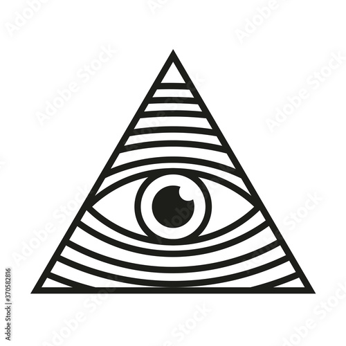 All seeing eye icon. Eye in triangle. Illuminati mason symbol vector illustration