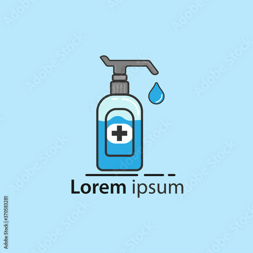 Hand sanitizer pump bottle antiseptic alcohol gel icon flat vector illustration modern