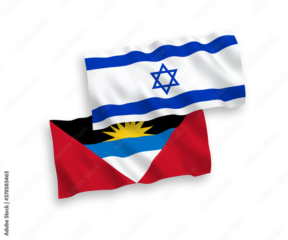 Naklejka premium Flags of Antigua and Barbuda and Israel on a white background