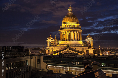 Night cityscape of Saint Petersburg with Saint Isaac's cathedral