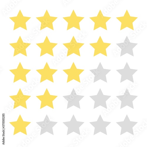 Five stars rate flat style. Quality rank service symbol on white background