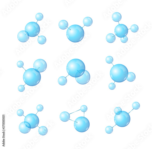 Realistic Detailed 3d Abstract Formation Molecule Set. Vector