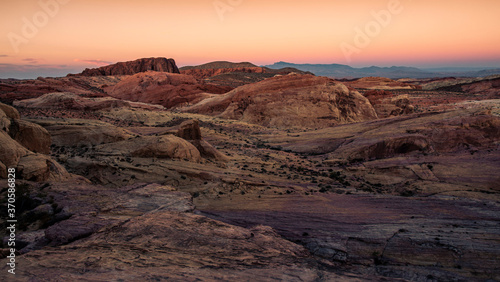 Sunset over the Valley of Fire State Park in the Nevada desert  USA