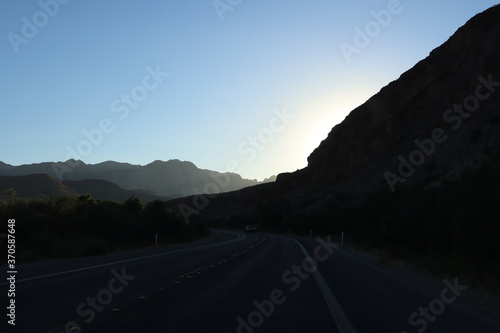 Drive through desert mountains