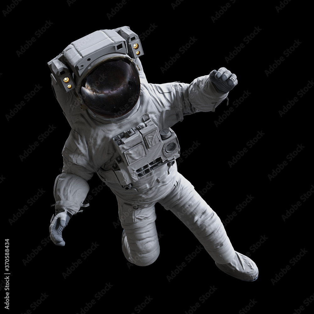 astronaut performing a spacewalk, isolated on black background astronaut performing a spacewalk, isolated on black background