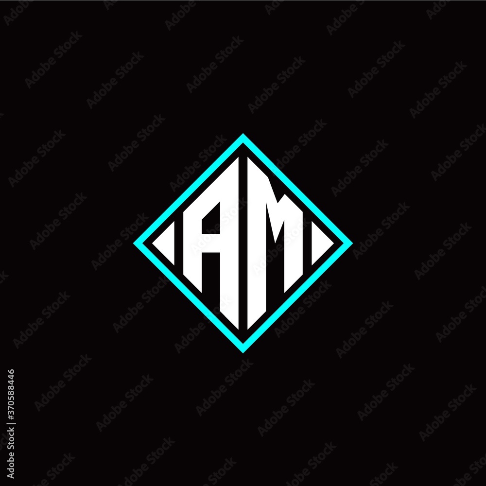 Initial A M letter with square style logo template vector Initial A M letter with square style logo template vector