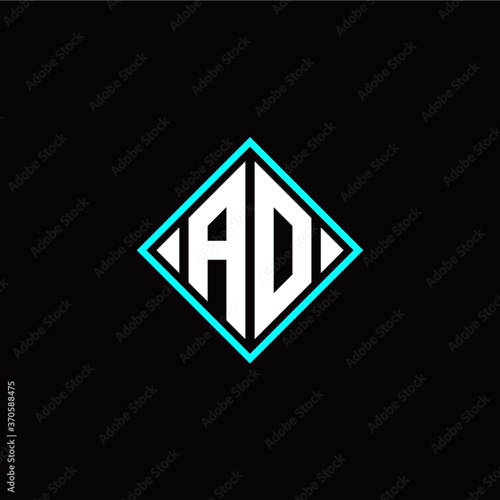 Initial A O letter with square style logo template vector Initial A O letter with square style logo template vector