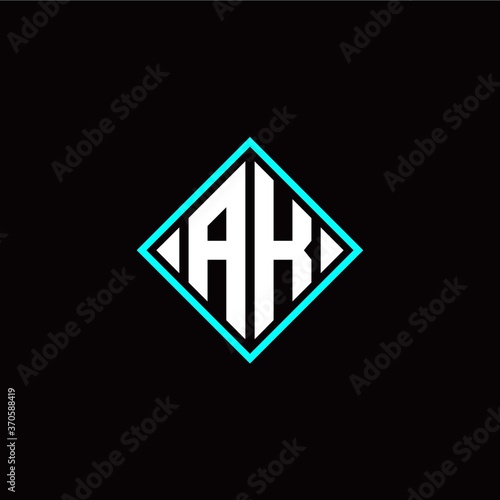 Initial A K letter with square style logo template vector