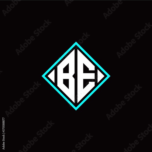 Initial B E letter with square style logo template vector