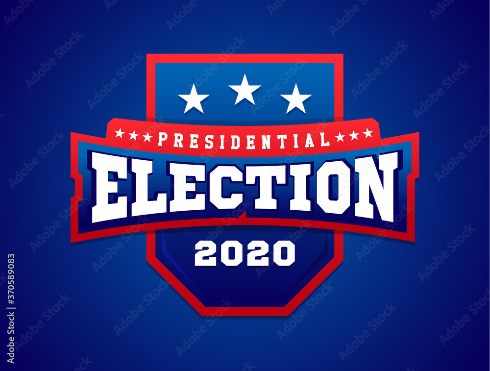 Vector illustration banner with shield. American flag. Presidental election in 2020.