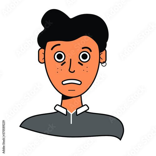 illustration of the character's appearance. drawn people in vector. Guy with upset emotion