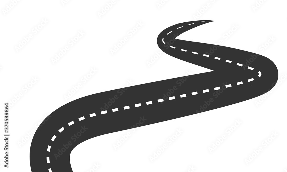 Fototapeta premium Winding road vector icon. Road illustration isolated on white background.