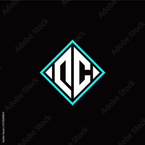 Initial D C letter with square style logo template vector