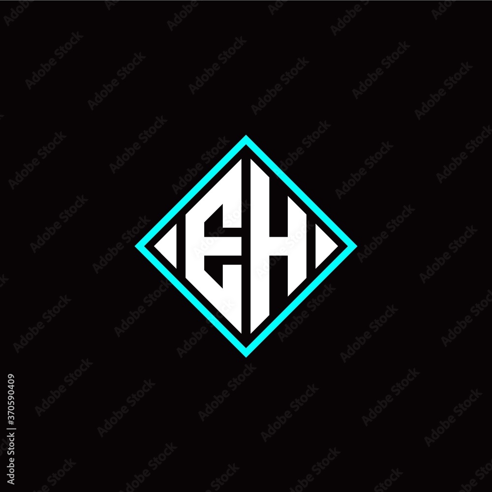 Initial E H letter with square style logo template vector Initial E H letter with square style logo template vector