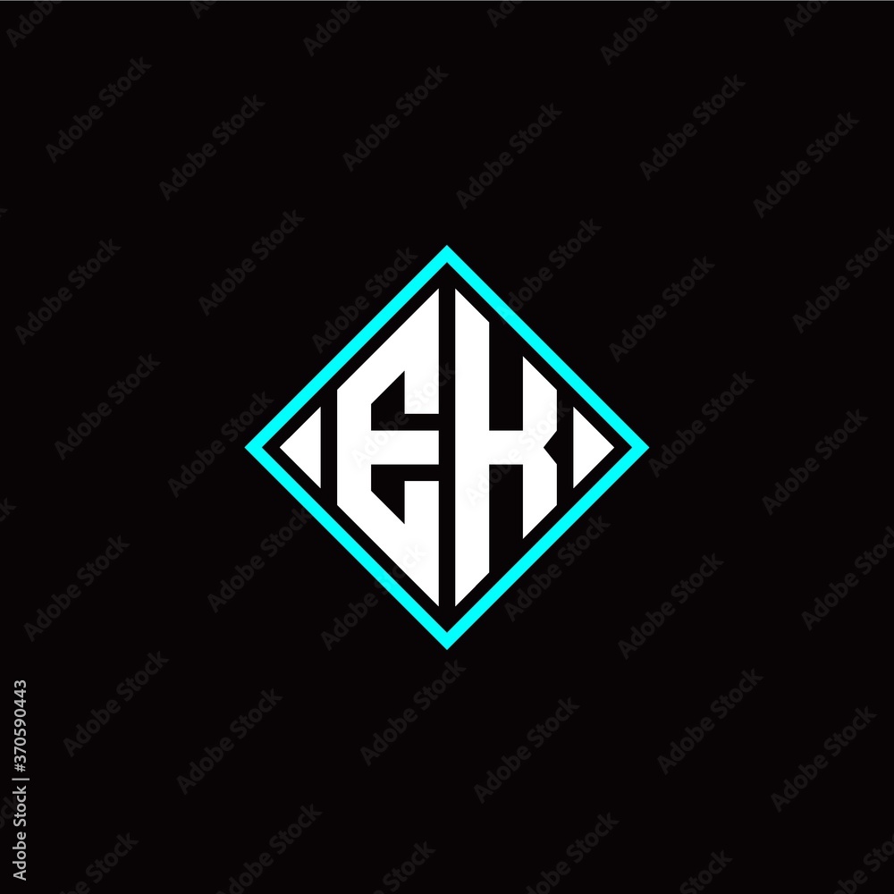 Initial E K letter with square style logo template vector Initial E K letter with square style logo template vector